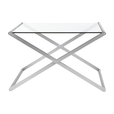 Orsina Roma Square Coffee Table – Tempered Glass & Satin Nickel