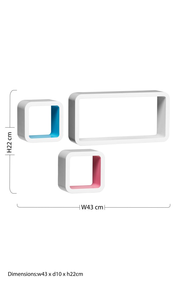 Orsina White Wall Cube Shelves – Set of 3 Floating Storage Cubes