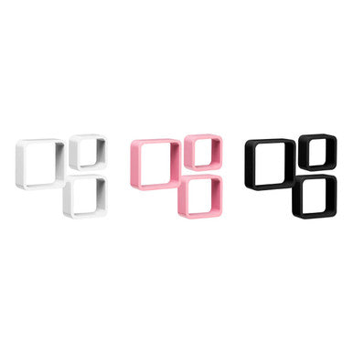 Orsina Pink MDF Wall Cubes – Set of 3 Floating Shelves for Kids Room