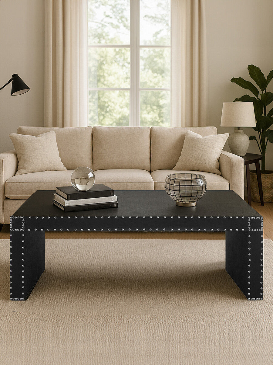 Orsina Sloane Coffee Table – Silver Stud Detail Modern Accent Table