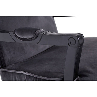 Orsina Rococo Grey Velvet Accent Chair and Footstool Set | Lounge Seating