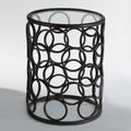 Orsina Antalya Round Side Table – Black Glass Top Modern End Table