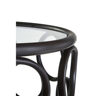 Orsina Antalya Round Side Table – Black Glass Top Modern End Table