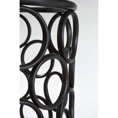 Orsina Antalya Round Side Table – Black Glass Top Modern End Table