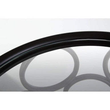Orsina Antalya Round Side Table – Black Glass Top Modern End Table