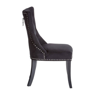 Orsina Regents Park Black Cotton Velvet Dining Chair – Modern Luxury