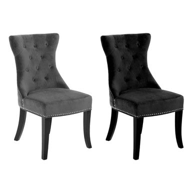 Orsina Regents Park Black Cotton Velvet Dining Chair – Modern Luxury