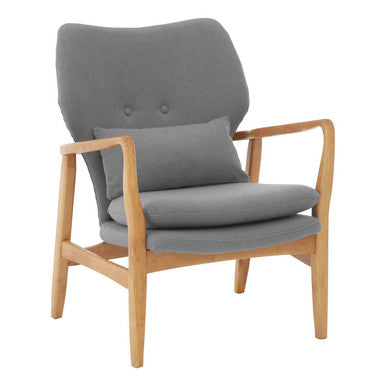 Orsina Stockholm Grey Accent Chair | Mid-Century Birchwood Armchair