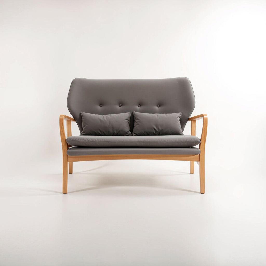 Orsina Stockholm 2-Seater Grey Sofa | Birchwood Frame Nordic Couch