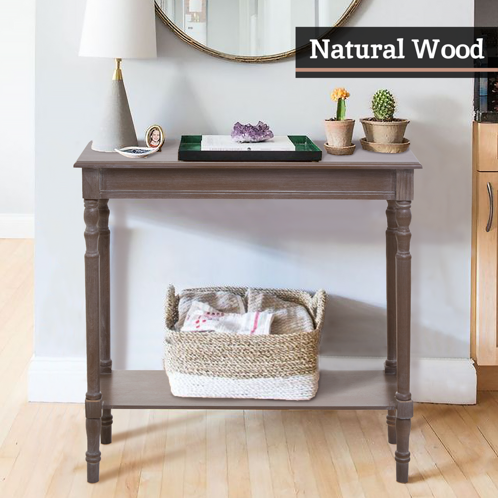 Orsina Heritage Slim Console Table – Natural Wood Hallway Furniture