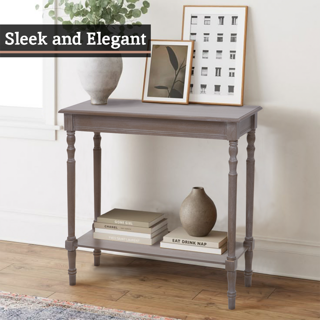 Orsina Heritage Slim Console Table – Natural Wood Hallway Furniture