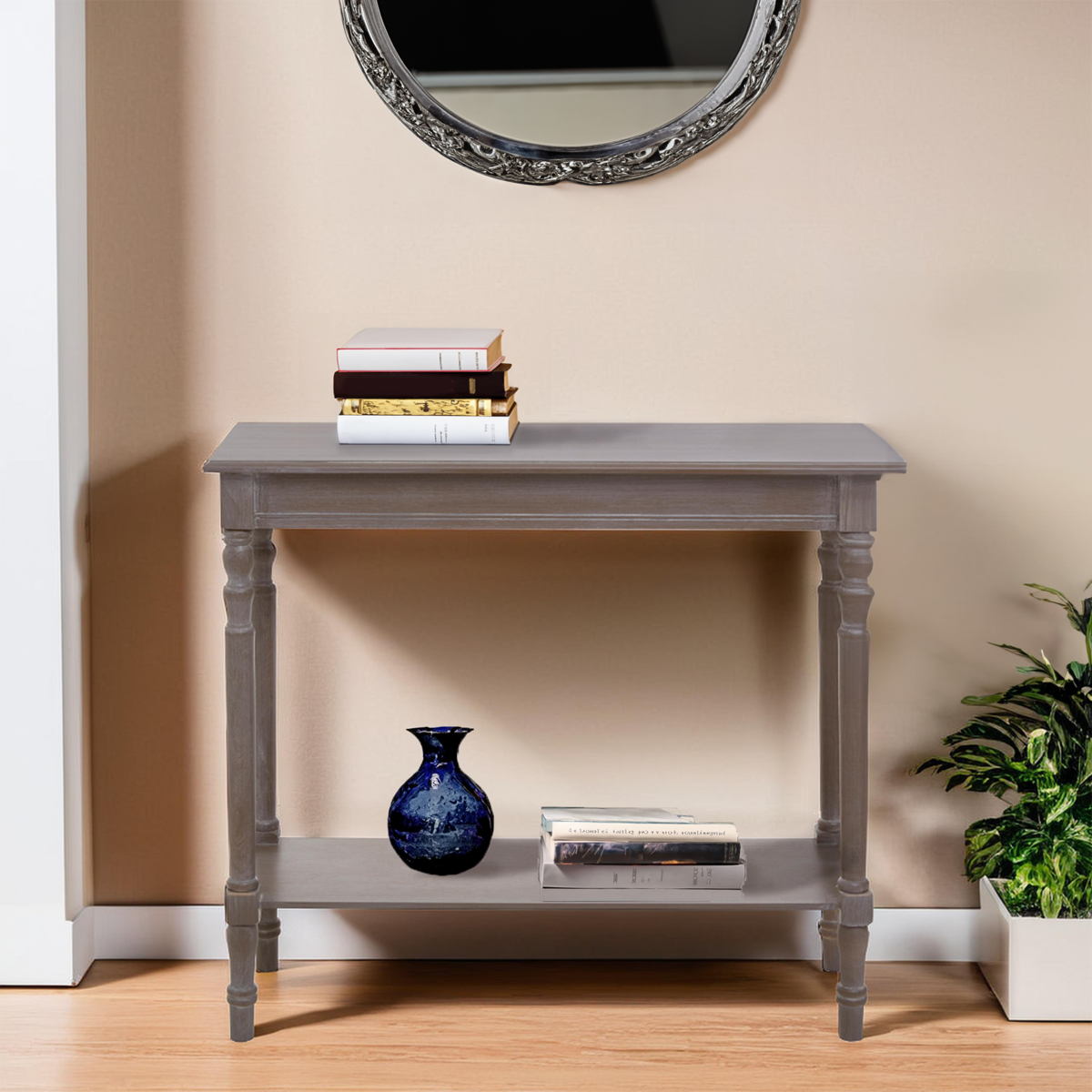 Orsina Heritage Slim Console Table – Natural Wood Hallway Furniture