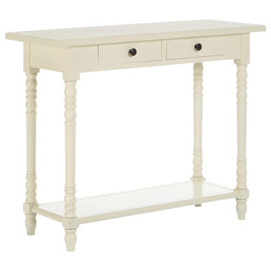 Orsina Heritage Ivory Console Table – 2-Drawer Wood Entryway Table