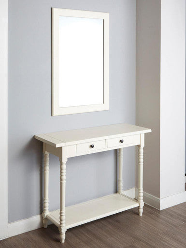 Orsina Heritage Ivory Console Table – 2-Drawer Wood Entryway Table