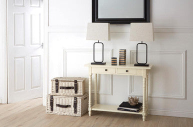 Orsina Heritage Ivory Console Table – 2-Drawer Wood Entryway Table
