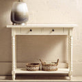 Orsina Heritage Ivory Console Table – 2-Drawer Wood Entryway Table