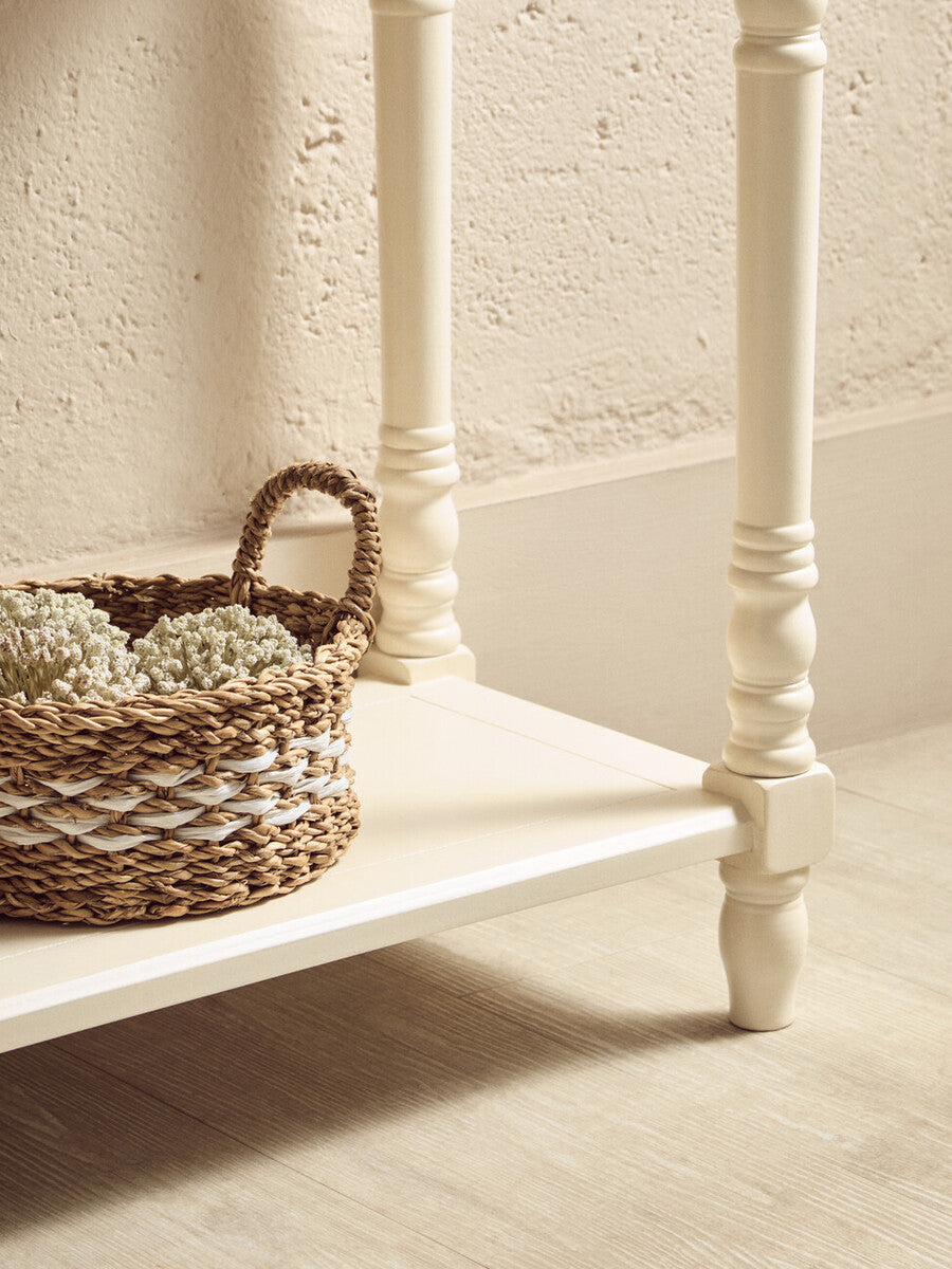 Orsina Heritage Ivory Console Table – 2-Drawer Wood Entryway Table