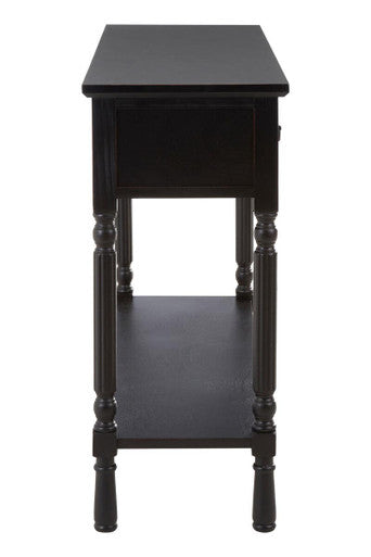 Orsina Vintage Black Pine Wood 3-Drawer Console Table with Shelf