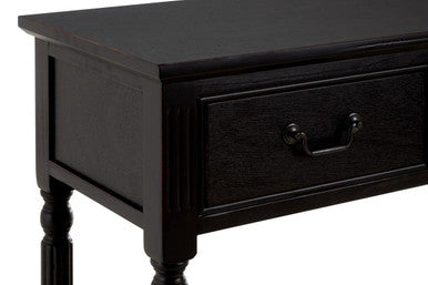 Orsina Vintage Black Pine Wood 3-Drawer Console Table with Shelf