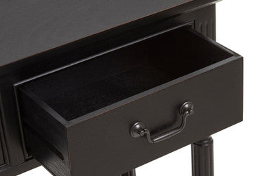 Orsina Vintage Black Pine Wood 3-Drawer Console Table with Shelf