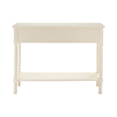Orsina Heritage Console Table – 3-Drawer Ivory Wood with Bottom Shelf