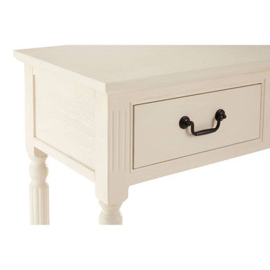 Orsina Heritage Console Table – 3-Drawer Ivory Wood with Bottom Shelf