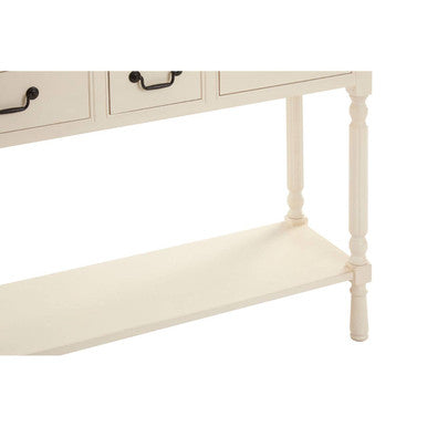 Orsina Heritage Console Table – 3-Drawer Ivory Wood with Bottom Shelf