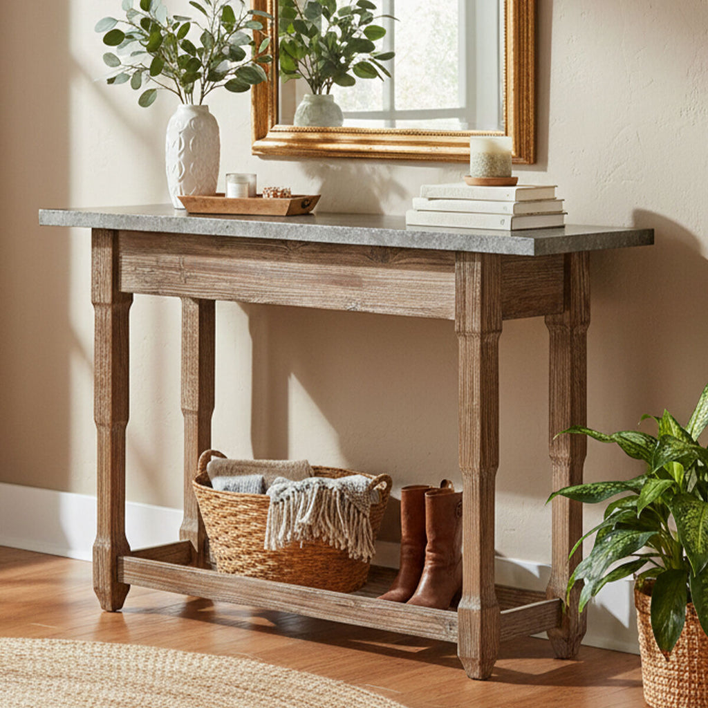 Orsina Elementary Console Table – Antique Wood Finish Entryway Desk
