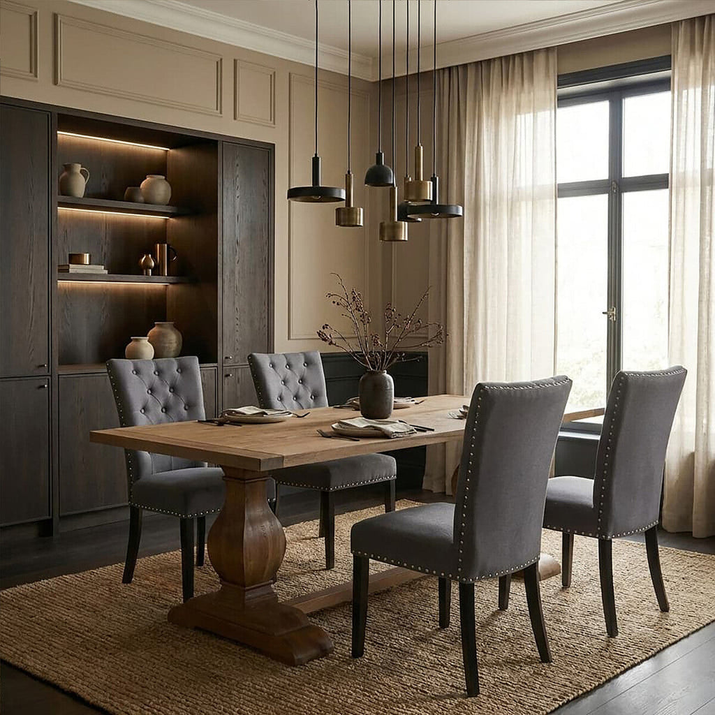 Orsina Regents Park Grey Cotton and Linen Upholstered Dining Chair