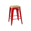 Orsina Aldgate Bar Stool – Red Powder Coated Metal and Ash Wood