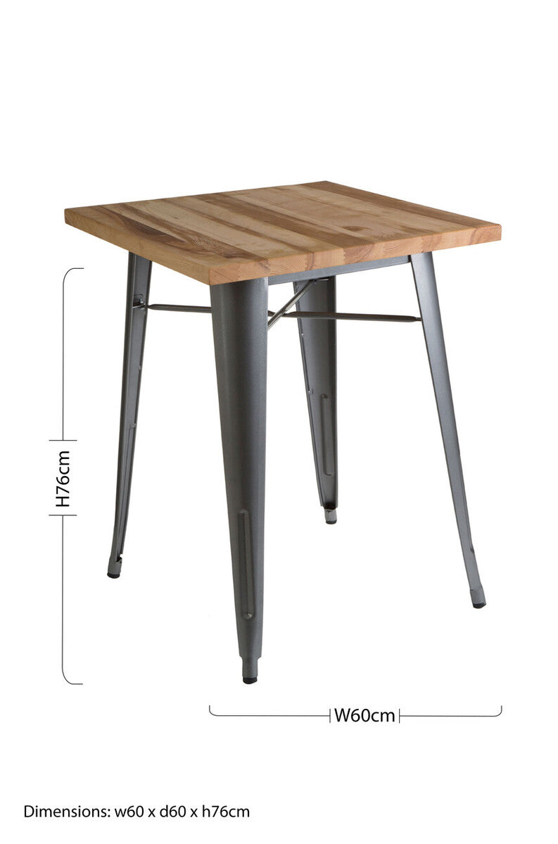 Orsina Aldgate Industrial Silver Metal and Ash Wood Side Table