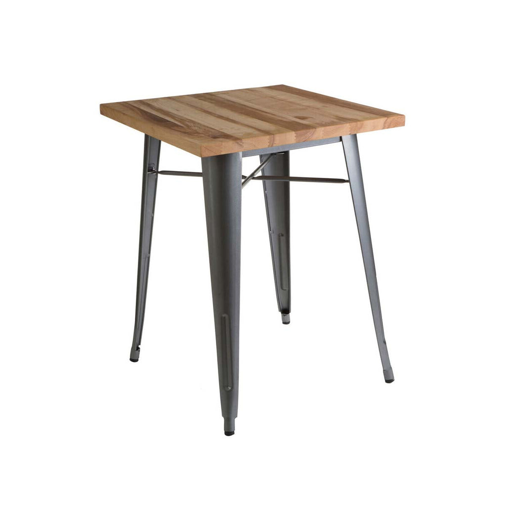 Orsina Aldgate Industrial Silver Metal and Ash Wood Side Table