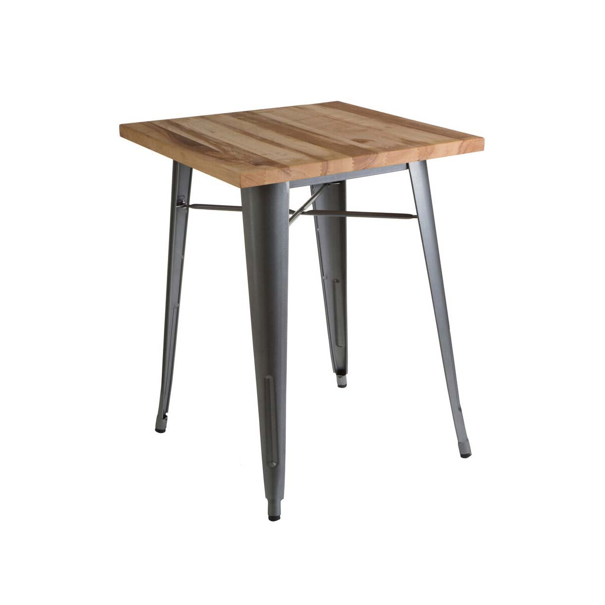 Orsina Aldgate Industrial Silver Metal and Ash Wood Side Table