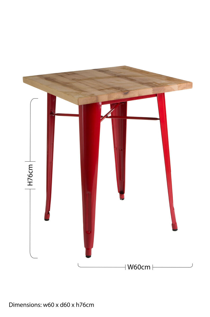 Orsina Aldgate Red Side Table – Industrial Ash Wood & Metal Accent