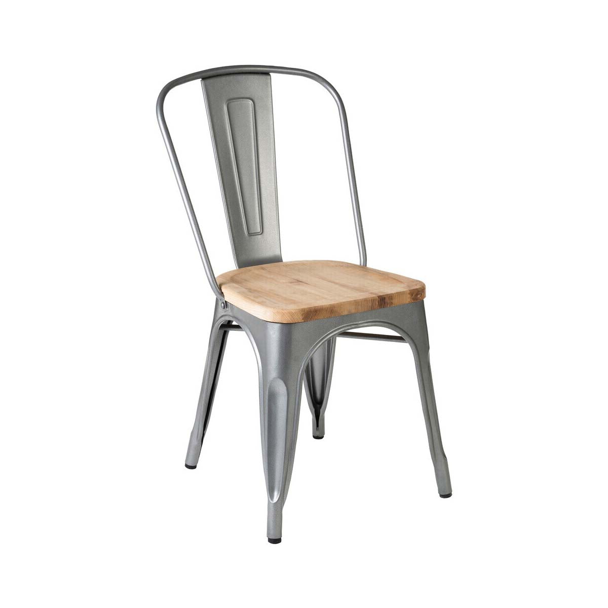 Orsina Aldgate Silver Dining Chair – Industrial Metal and Wood