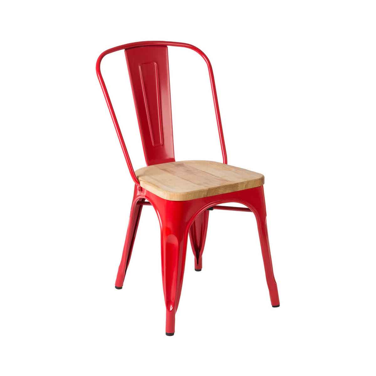 Orsina Aldgate Red Dining Chair – Industrial Metal and Wood Seating