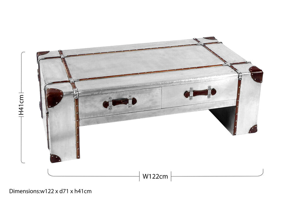 Orsina Avro Industrial Coffee Table – Weathered Finish with 2 Drawers