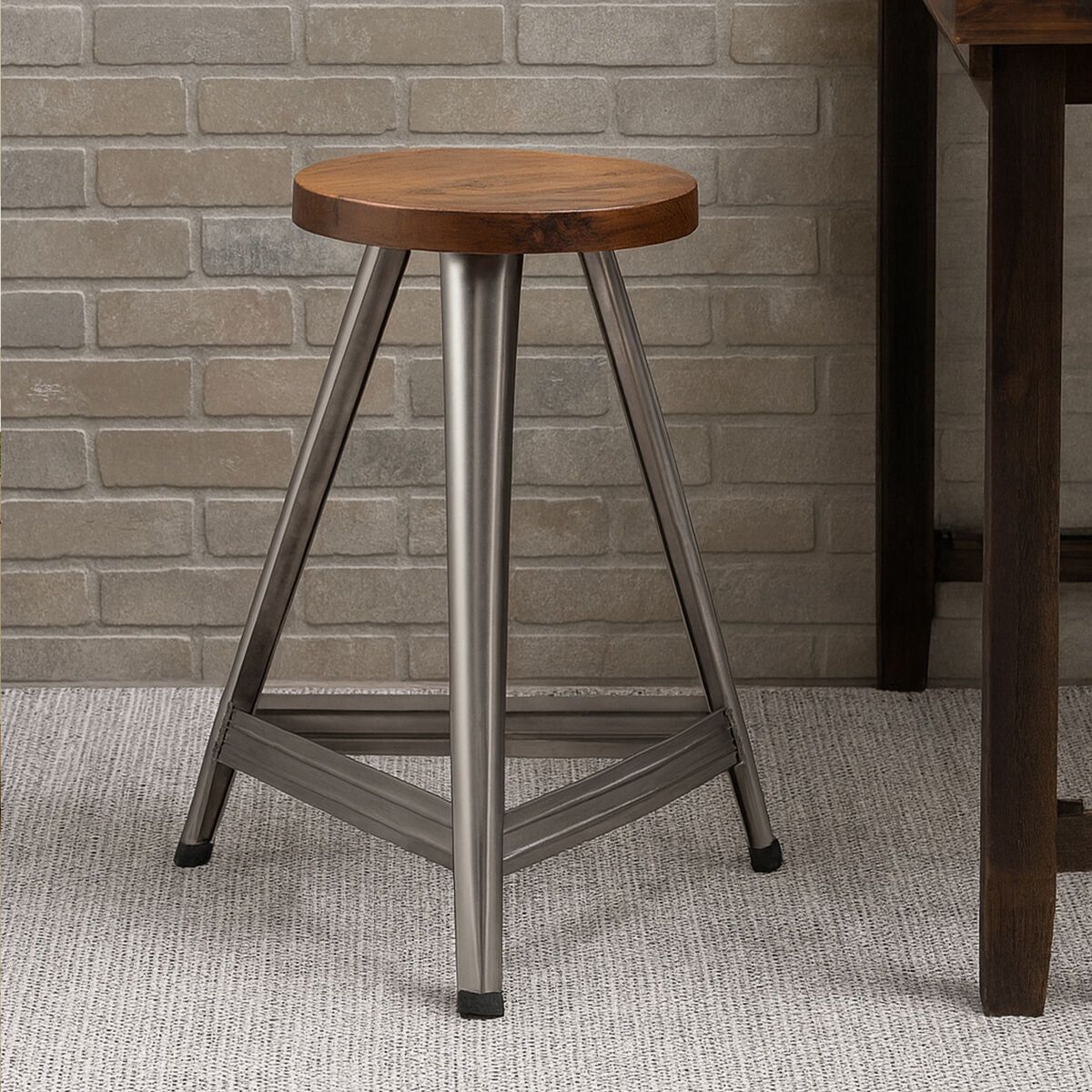 Orsina Avro Large Stool – Modern Silver and Natural Industrial Seating