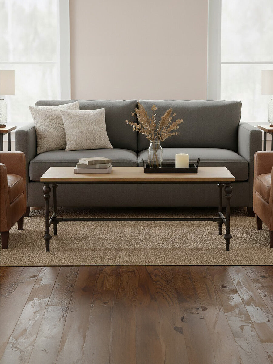 Orsina Tribeca Coffee Table – Industrial Fir Wood and Black Metal Frame
