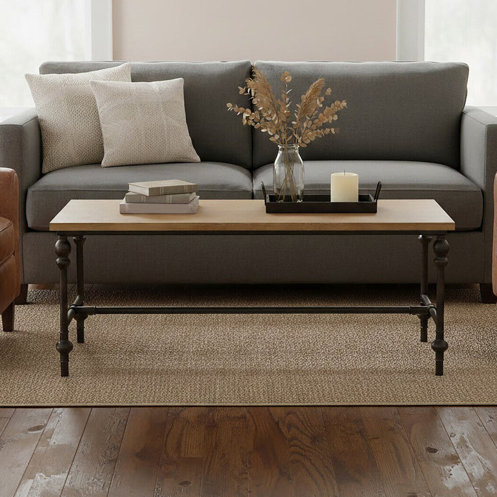 Orsina Tribeca Coffee Table – Industrial Fir Wood and Black Metal Frame