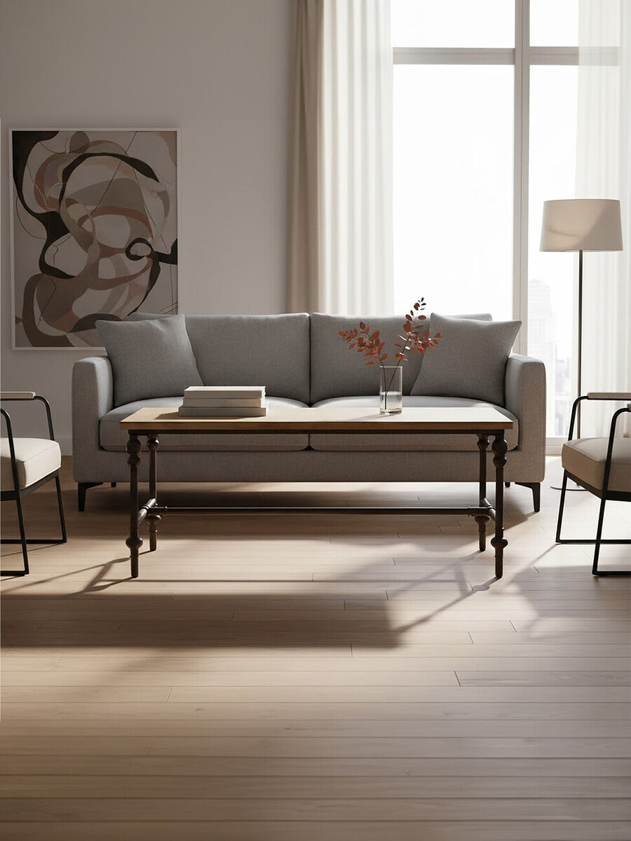 Orsina Tribeca Coffee Table – Industrial Fir Wood and Black Metal Frame