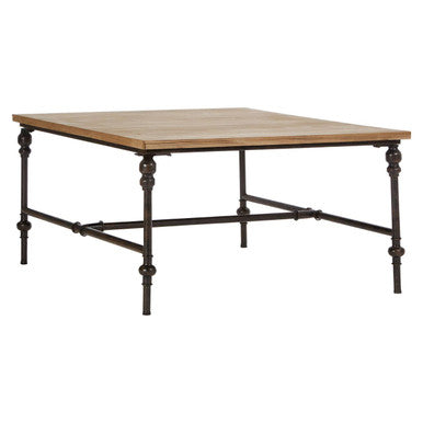 Orsina Tribeca Square Coffee Table – Rustic Fir Wood and Metal Frame