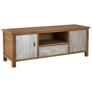 Orsina Shoreditch Industrial TV Stand – Silver and Brown Media Unit