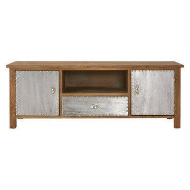 Orsina Shoreditch Industrial TV Stand – Silver and Brown Media Unit
