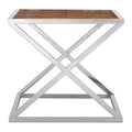 Orsina Hudson Side Table – Distressed Wood and Chrome Stainless Steel