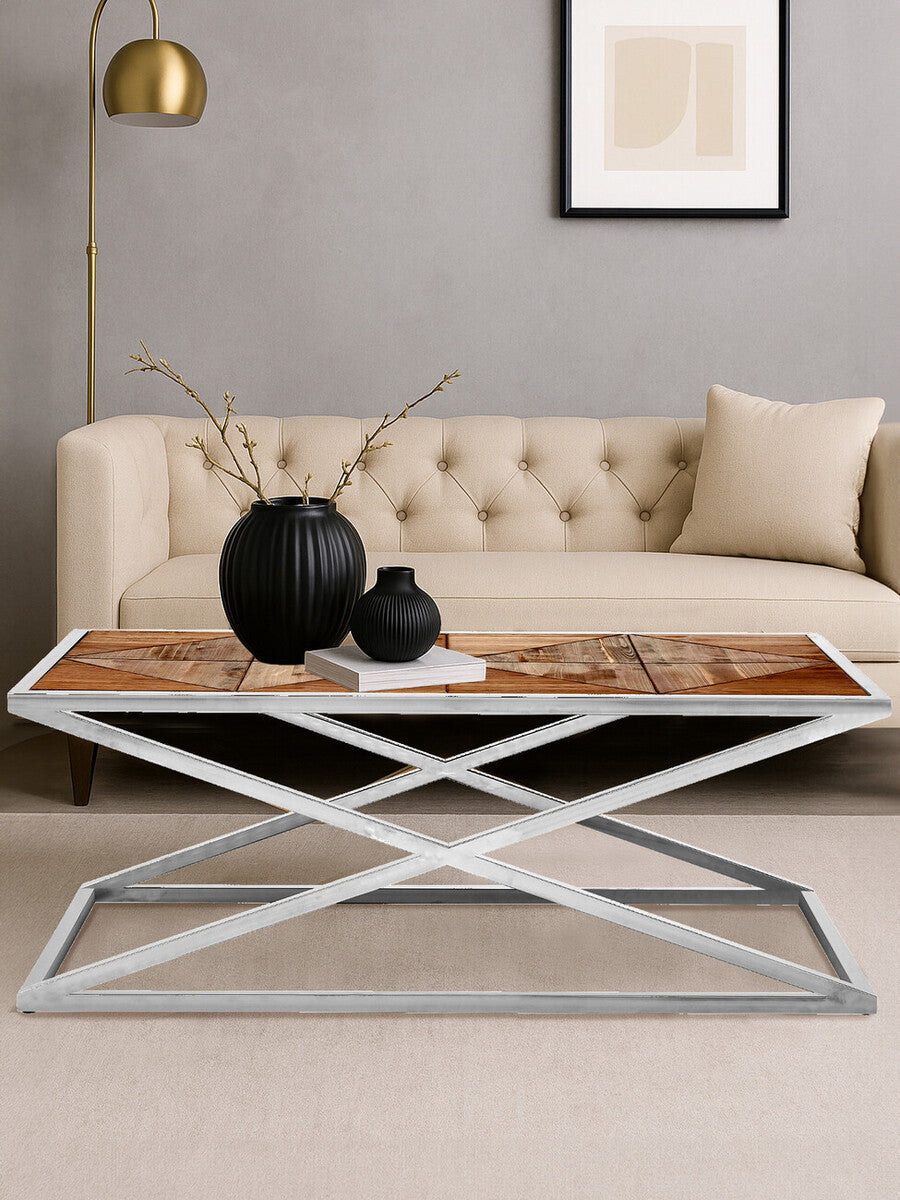 Orsina Hudson Coffee Table – Fir Wood Veneer & Stainless Steel Frame