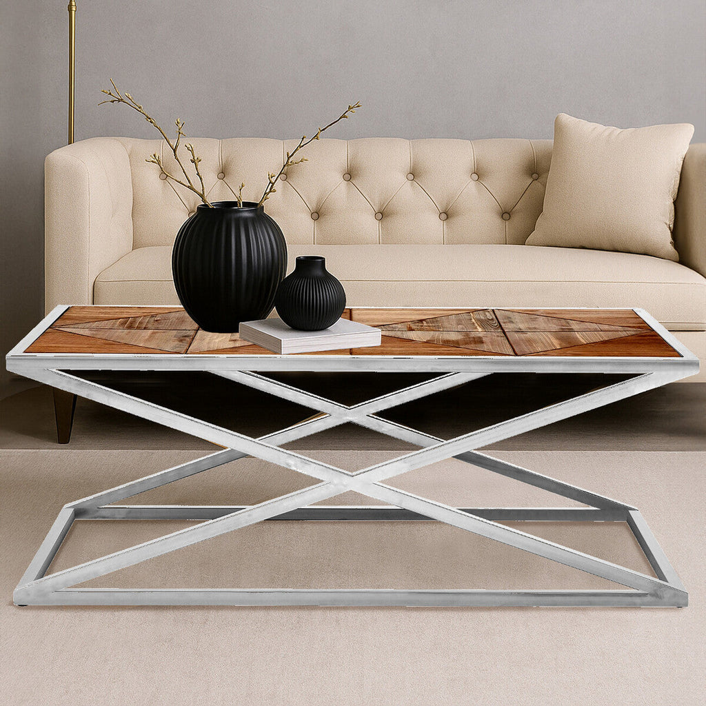 Orsina Hudson Coffee Table – Fir Wood Veneer & Stainless Steel Frame