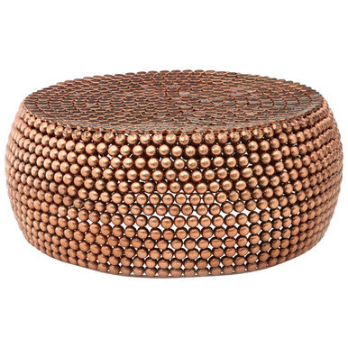 Orsina Templar Round Copper Coffee Table – Beaded Iron Metal Design
