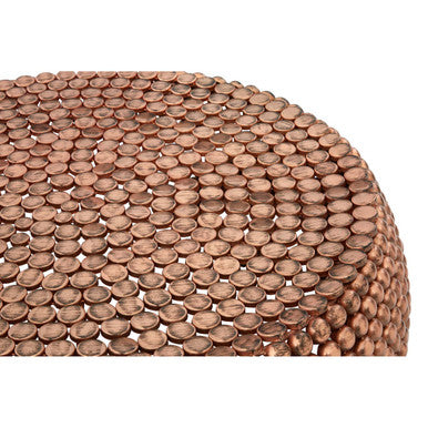 Orsina Templar Round Copper Coffee Table – Beaded Iron Metal Design