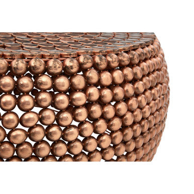 Orsina Templar Round Copper Coffee Table – Beaded Iron Metal Design